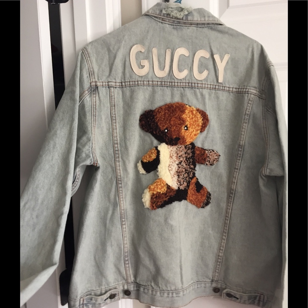 Gucci Men's Blue Guccy Teddy Bear Denim Jacket